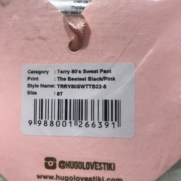 HUGO LOVES TIKI Kid Pant 8T White Terry Pull On Sweatpants School Retro Soft - Picture 3 of 8